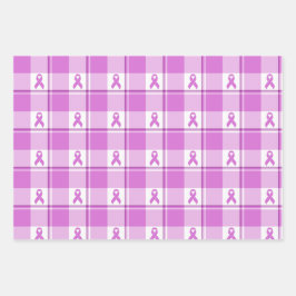 Testicular Cancer Awareness Plaid Purple Ribbon ラッピングペーパーシート