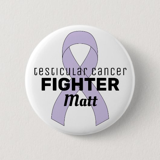 Testicular Cancer Ribbon White Button 缶バッジ (正面)
