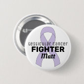 Testicular Cancer Ribbon White Button 缶バッジ (正面&裏面)