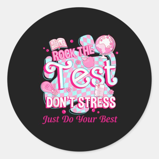 Testing Day Rock The Test Motivational For Teacher ラウンドシール (正面)