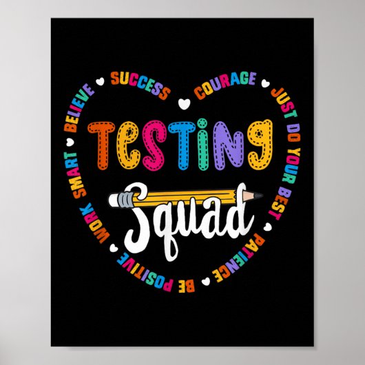 Testing Squad Motivational Test Day Words Heart Te ポスター (正面)