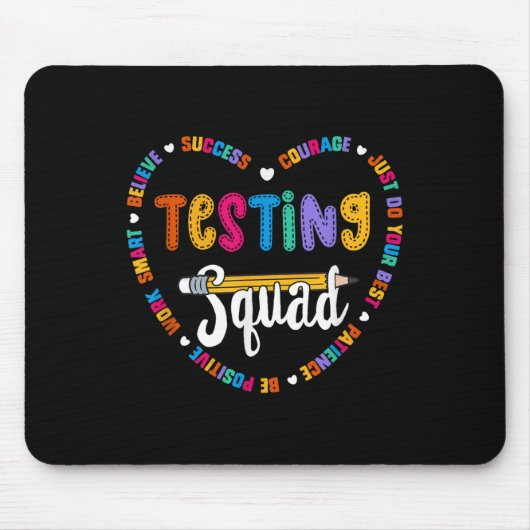 Testing Squad Motivational Test Day Words Heart Te マウスパッド (正面)