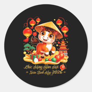 Tet Binh Ngo 2026 ベトナムのお正月 Chuc Mung Na ラウンドシール