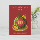 Tet Watermelon with Ochna Flowers Lunar New Year シーズンカード (スタンド正面)