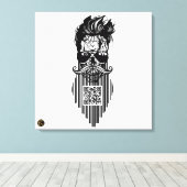 Tete de mort code barre QR G-Skulls avec barbe 8 キャンバスプリント (インサイチュ (ウッドフロア))