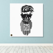 Tete de mort code barre QR G-Skulls avec barbe 9 キャンバスプリント (インサイチュ (ウッドフロア))