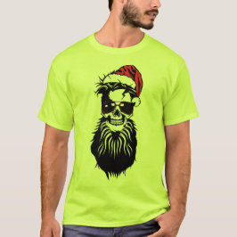 tete_de_mort_crane_hipster_barbu_bonnet_noel_lunet tシャツ