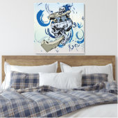 Tete de mort crâne skate rampe skateboard 1 キャンバスプリント (インサイチュ (寝室))