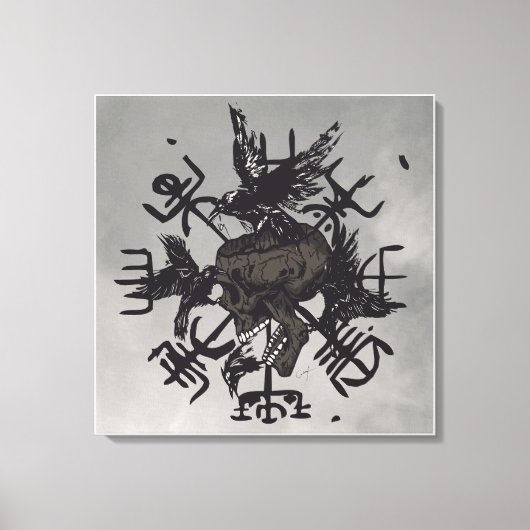 Tete de mort crâne Vegvisir symbole viking orienta キャンバスプリント (正面)