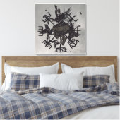 Tete de mort crâne Vegvisir symbole viking orienta キャンバスプリント (インサイチュ (寝室))