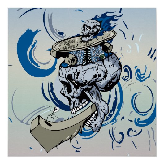 Tête de mort et rampe de skateboard ポスター (正面)