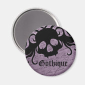 tete de mort gothique avec du noir et violet マグネット (正面/裏面)