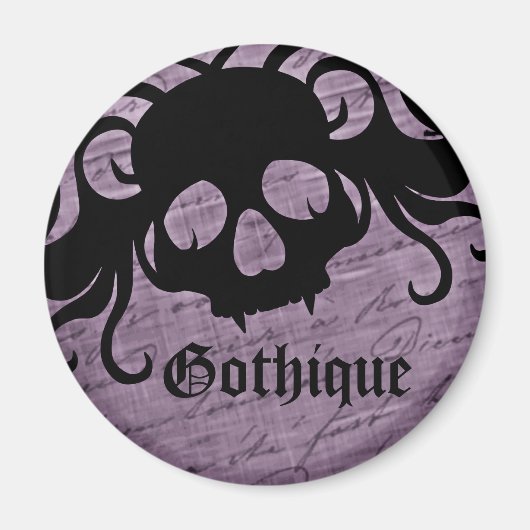 tete de mort gothique avec du noir et violet マグネット (正面)