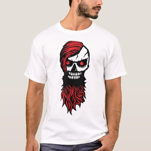tete de mort hipster barbe barbu moustache coiffur tシャツ (正面)