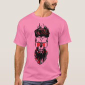 tete de mort hipster barbu barbe lunette coiffure  tシャツ (正面)