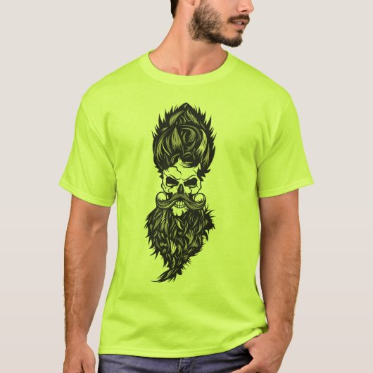 tete de mort hipster barbu barbe moustache crane c tシャツ (正面)