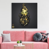 Tête de mort hipster barbu et moustachu or キャンバスプリント (インサイチュ (リビング))
