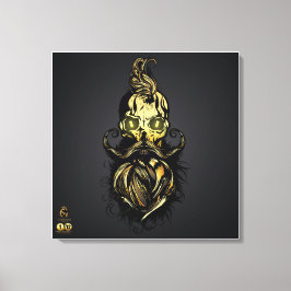 Tête de mort hipster barbu et moustachu or キャンバスプリント