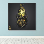 Tête de mort hipster barbu et moustachu or キャンバスプリント (インサイチュ (ウッドフロア))