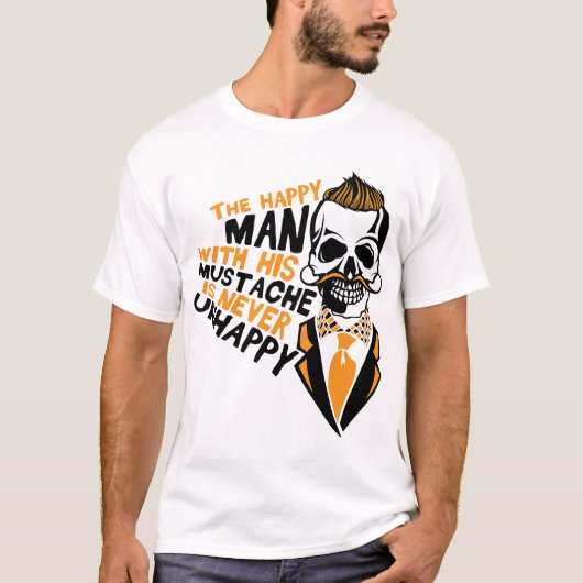 tete de mort hipster citation happy barbu mustache tシャツ (正面)