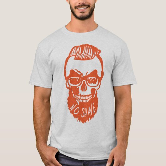 tete de mort hipster citation no shave barbe coiff tシャツ (正面)