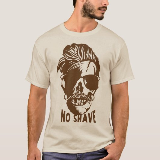 tete de mort hipster citation no shave coiffure mo tシャツ (正面)