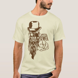 tete de mort hipster citation power barbe moustach tシャツ