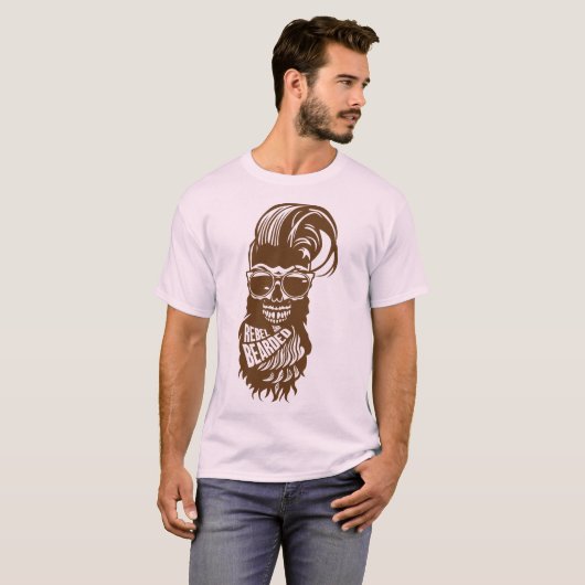 tete de mort hipster citation rebel bearded barbe  tシャツ (正面フル)