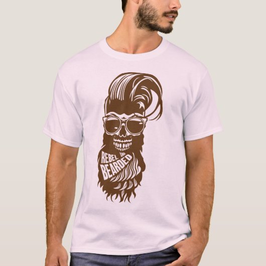 tete de mort hipster citation rebel bearded barbe  tシャツ (正面)