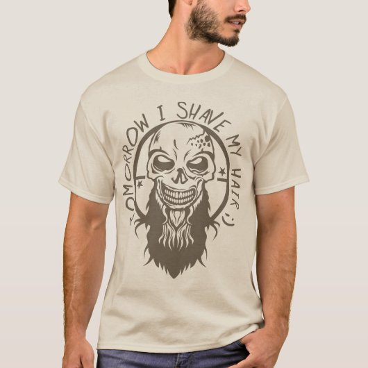 tete de mort hipster citation shave hair barbe bar tシャツ (正面)