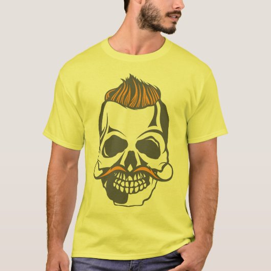 tete de mort hipster coiffure punk moustache 2211 tシャツ (正面)