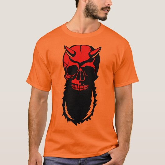 tete de mort hipster corne barbe diable moustache tシャツ (正面)