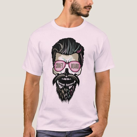 tete de mort hipster craft beard citation barbu mo tシャツ (正面)