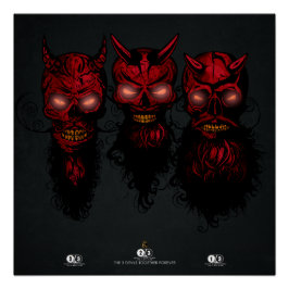 Tete de mort hipster crane 3 diables réunis ポスター