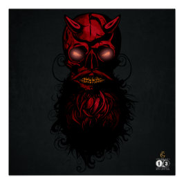 Tête de mort hipster crane de diable skulls ポスター