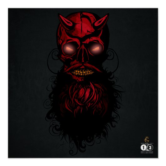 Tête de mort hipster crane de diable skulls ポスター (正面)