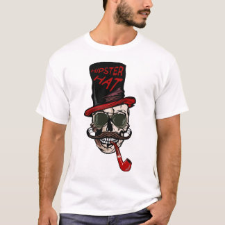 tete de mort hipster crane skull barbu barbe moust tシャツ