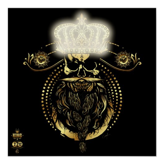 Tête de mort hipster king skull roi barbu 2 ポスター (正面)