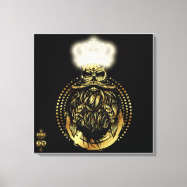 Tête de mort hipster king skull roi barbu 3 キャンバスプリント