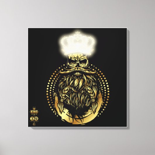 Tête de mort hipster king skull roi barbu 3 キャンバスプリント (正面)