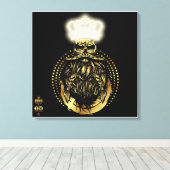 Tête de mort hipster king skull roi barbu 3 キャンバスプリント (インサイチュ (ウッドフロア))