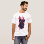 tete de mort hipster skull barbu moustache crane f tシャツ (正面フル)