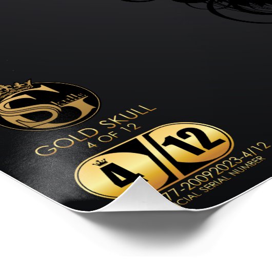 Tête de mort hipster skulls barbe et moustache or ポスター (コーナー)