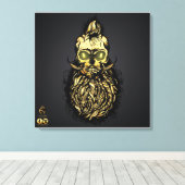 Tête de mort hipster skulls barbu et moustachu or キャンバスプリント (インサイチュ (ウッドフロア))