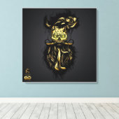 Tête de mort hipster skulls barbu et moustachu or キャンバスプリント (インサイチュ (ウッドフロア))