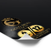 Tête de mort hipster skulls barbu et moustachu or ポスター (コーナー)