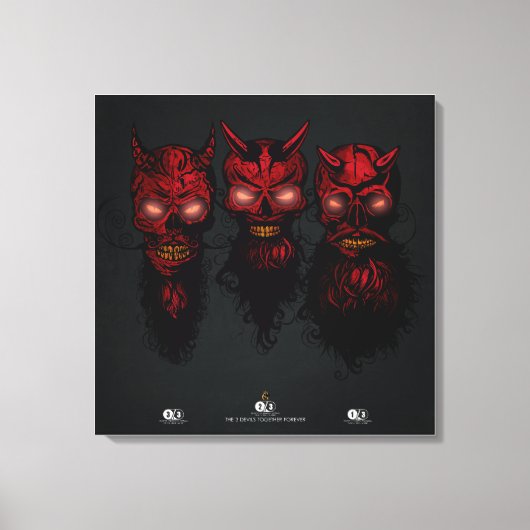 Tête de mort hipster skulls les 3 diables ensemble キャンバスプリント (正面)