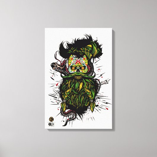 Tête de mort hipster skulls mexicaine serpent tatt キャンバスプリント (正面)