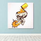 Tete de mort jetant de la bière et de la mousse su キャンバスプリント (インサイチュ (ウッドフロア))