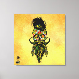 Tête de mort mexicaine hipster skulls barbu et mou キャンバスプリント